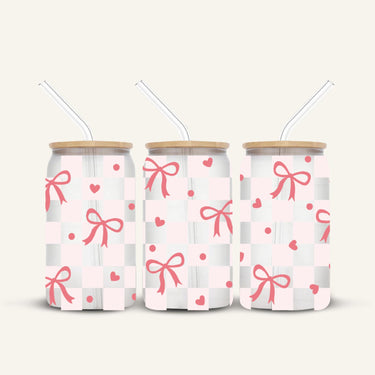 Pink Bows Glass Cup #2
